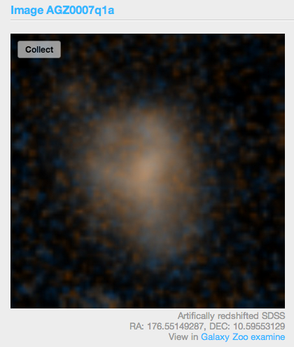 An example of an artificially-redshifted galaxy from Galaxy Zoo. 