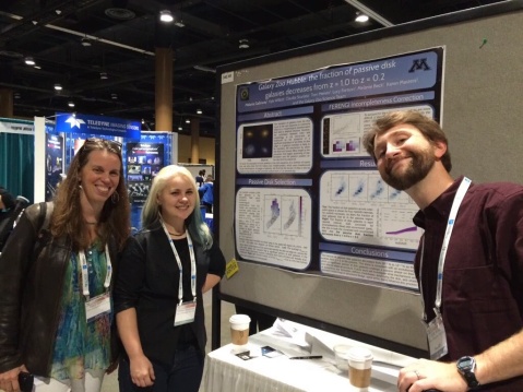 Asst. Prof Lucy Fortson, PhD student Melanie Galloway, and postdoc Kyle Willett (Minnesota) at an evening poster session at the 227th AAS meeting.